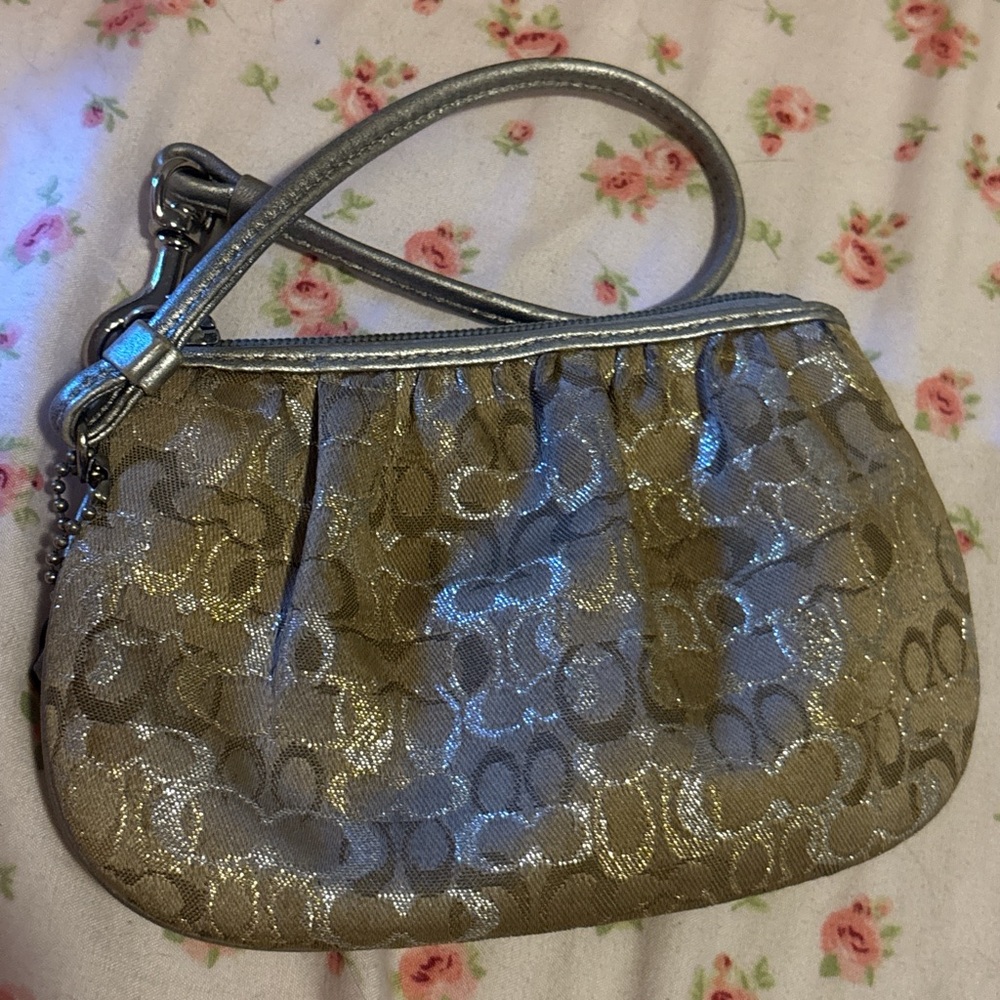 Coach Silver and Gold Clutch with Elegant Design